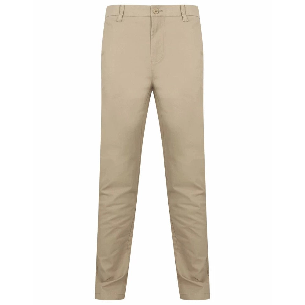 Stone - Front - Henbury Mens Stretch Flex Waistband Chinos