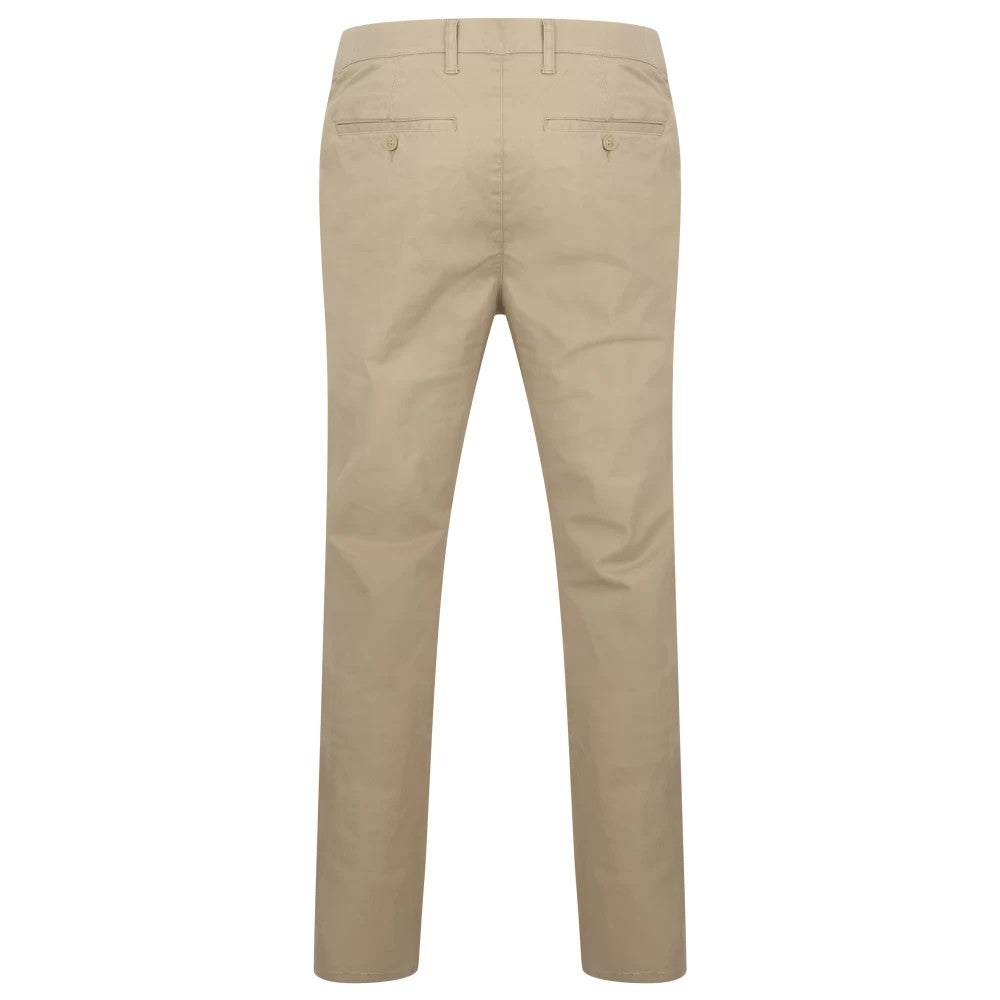 Stone - Back - Henbury Mens Stretch Flex Waistband Chinos
