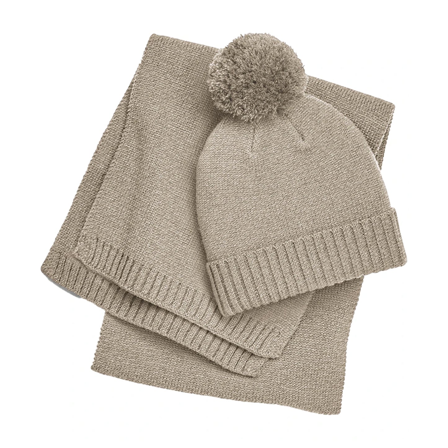 Oatmeal - Back - Beechfield Womens-Ladies Flecked Hat And Scarf Set
