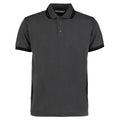 Charcoal-Black - Front - Kustom Kit Mens Tipped Classic Polo Shirt