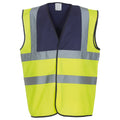 Navy-Yellow - Front - Yoko Unisex Adult Hi-Vis Contrast Trim Waistcoat