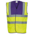 Purple-Yellow - Front - Yoko Unisex Adult Hi-Vis Contrast Trim Waistcoat