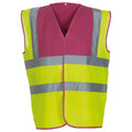 Raspberry-Yellow - Front - Yoko Unisex Adult Hi-Vis Contrast Trim Waistcoat