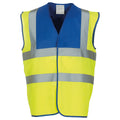 Royal Blue-Yellow - Front - Yoko Unisex Adult Hi-Vis Contrast Trim Waistcoat