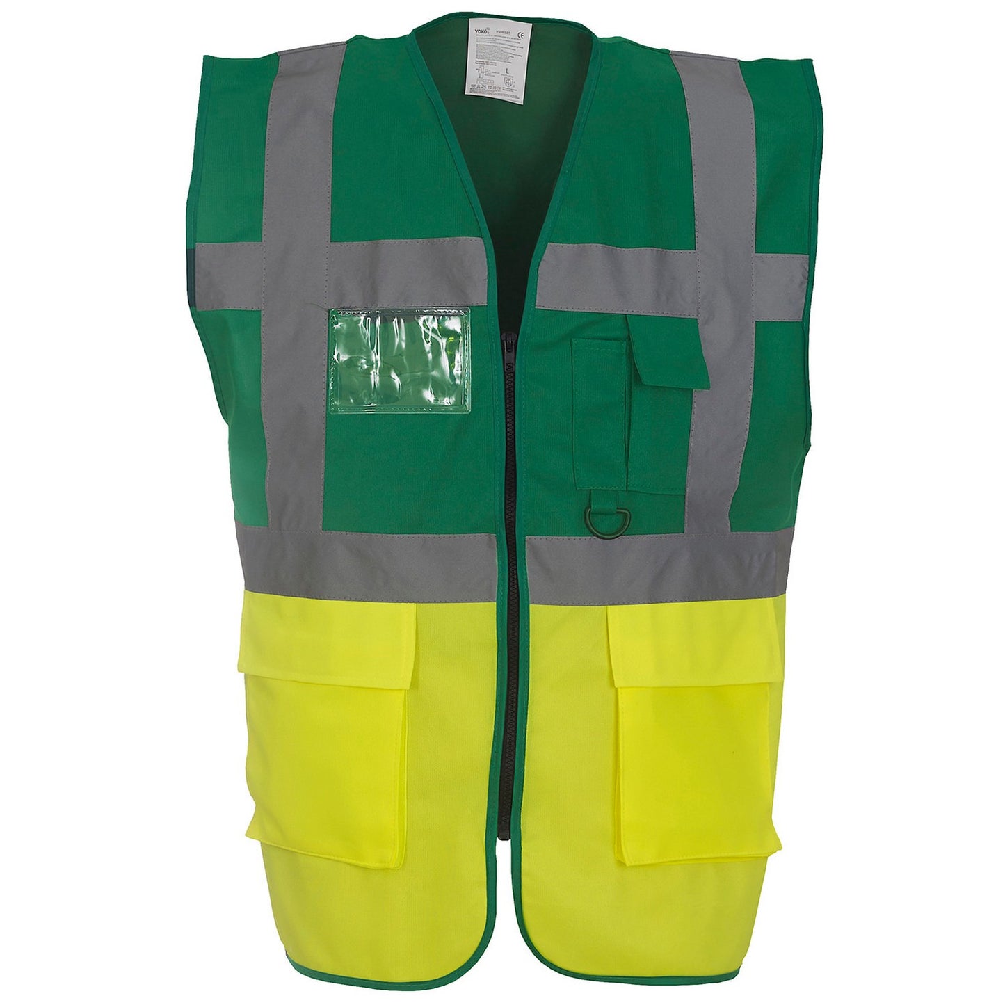 Paramedic Green-Yellow - Front - Yoko Unisex Adult Executive Hi-Vis Waistcoat