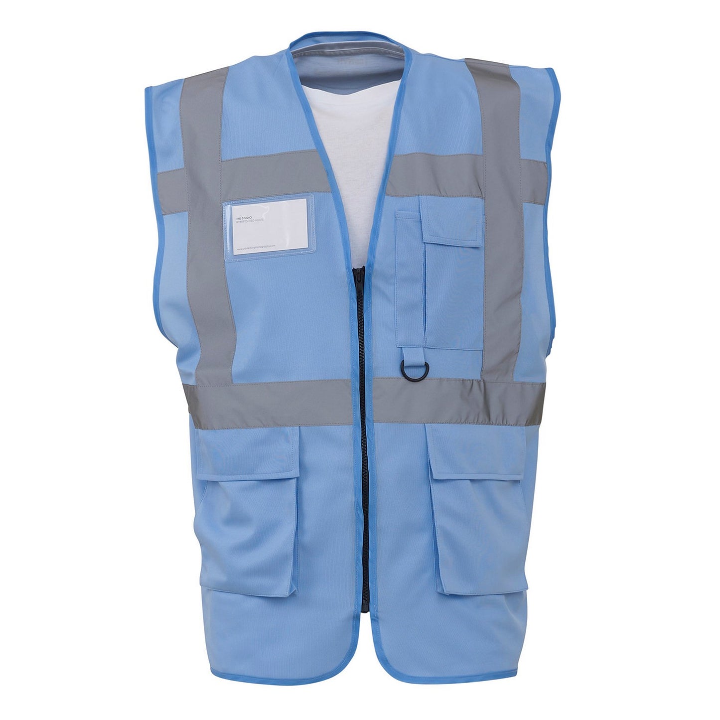 Sky - Front - Yoko Unisex Adult Executive Hi-Vis Waistcoat