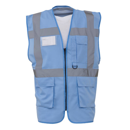 Sky - Front - Yoko Unisex Adult Executive Hi-Vis Waistcoat