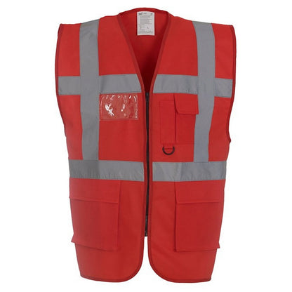 Red - Front - Yoko Unisex Adult Executive Hi-Vis Waistcoat