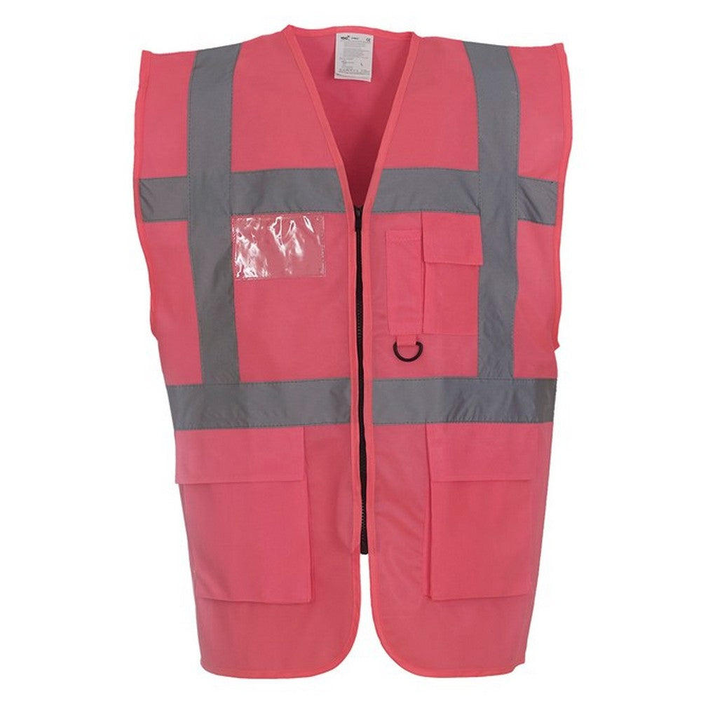Pink - Front - Yoko Unisex Adult Executive Hi-Vis Waistcoat