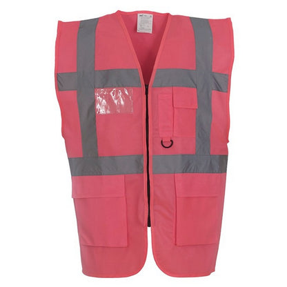 Pink - Front - Yoko Unisex Adult Executive Hi-Vis Waistcoat