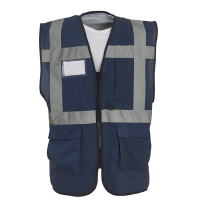 Navy - Front - Yoko Unisex Adult Executive Hi-Vis Waistcoat