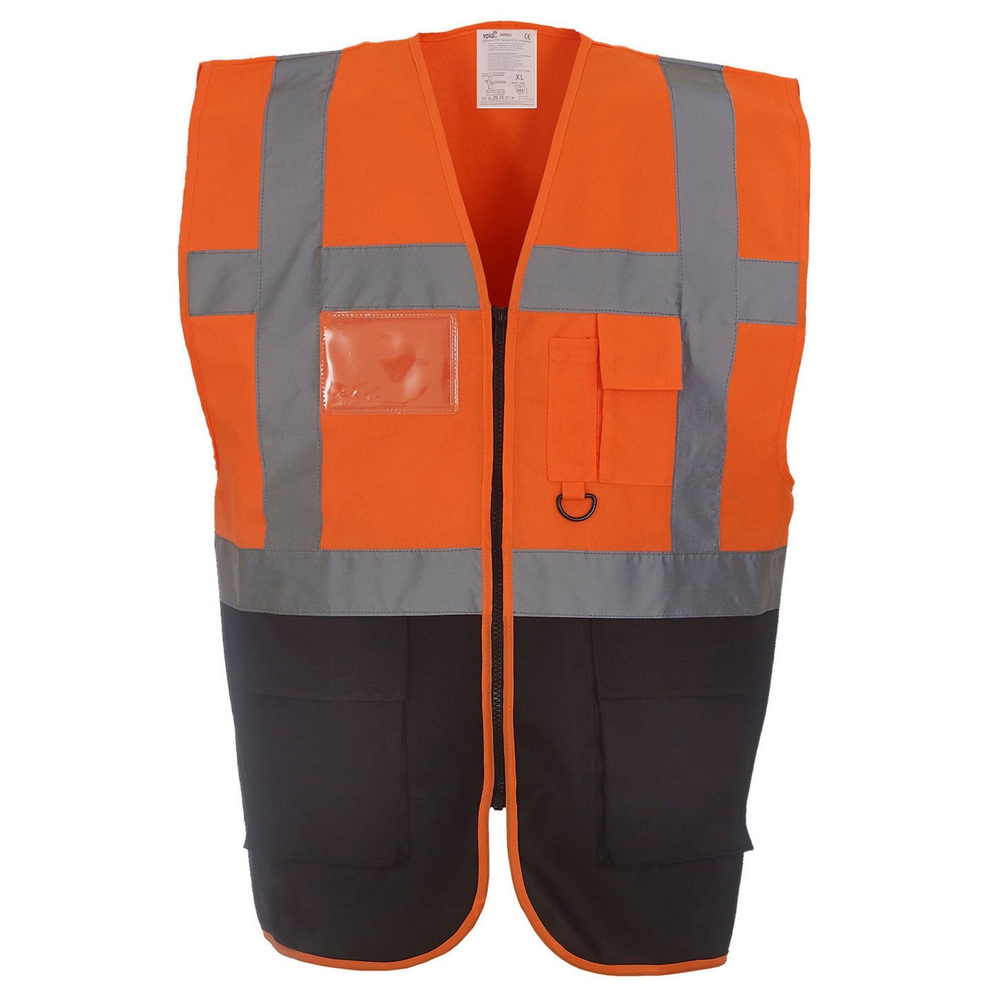Orange-Black - Front - Yoko Unisex Adult Executive Hi-Vis Waistcoat