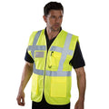 Yellow - Side - Yoko Unisex Adult Executive Hi-Vis Safety Waistcoat