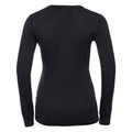 Black - Back - Russell Collection Womens-Ladies Marl V Neck Sweatshirt