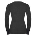 Charcoal - Back - Russell Collection Womens-Ladies Marl V Neck Sweatshirt