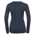 French Navy - Back - Russell Collection Womens-Ladies Marl V Neck Sweatshirt