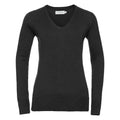 Black - Front - Russell Collection Womens-Ladies Marl V Neck Sweatshirt