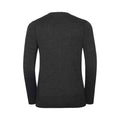 Charcoal Marl - Back - Russell Collection Womens-Ladies Knitted V Neck Cardigan