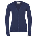 Denim Marl - Front - Russell Collection Womens-Ladies Knitted V Neck Cardigan