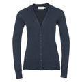 French Navy - Front - Russell Collection Womens-Ladies Knitted V Neck Cardigan