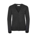 Charcoal Marl - Front - Russell Collection Womens-Ladies Knitted V Neck Cardigan
