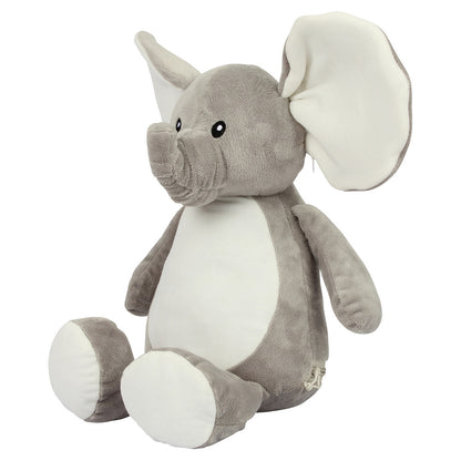 Grey - Front - Mumbles Zipped Elephant Plush Toy