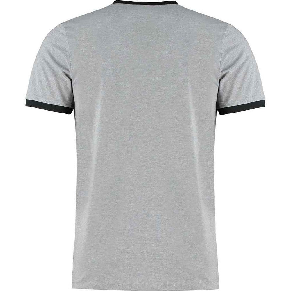 Black-Light Grey Marl - Back - Kustom Kit Mens Ringer Fashion T-Shirt