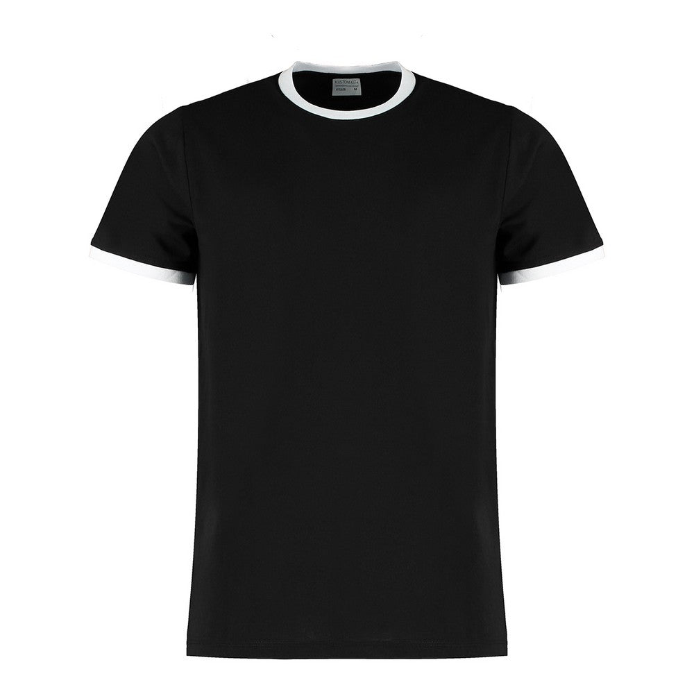 Black-White - Front - Kustom Kit Mens Ringer Fashion T-Shirt