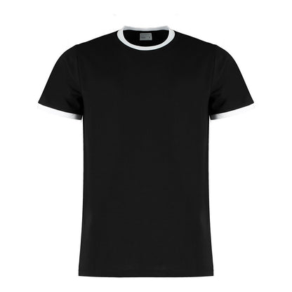 Black-White - Front - Kustom Kit Mens Ringer Fashion T-Shirt