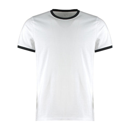 White-Black - Front - Kustom Kit Mens Ringer Fashion T-Shirt