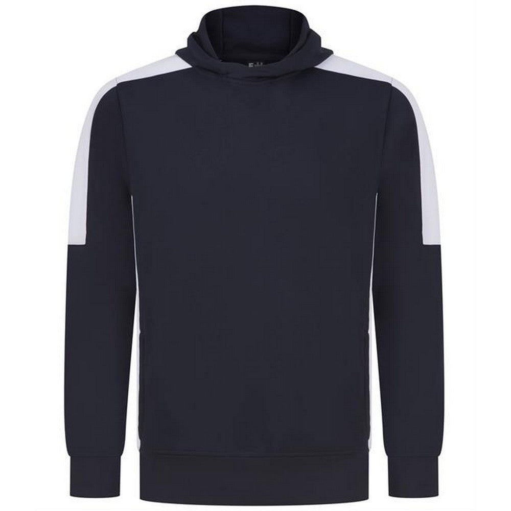 Navy-White - Front - Finden & Hales Unisex Adult Team Contrast Panel Hoodie