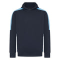 Navy-Sky Blue - Front - Finden & Hales Unisex Adult Team Contrast Panel Hoodie