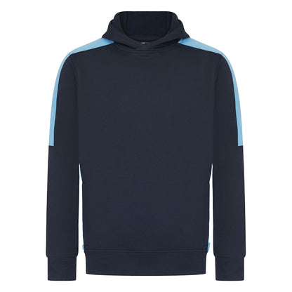 Navy-Sky Blue - Front - Finden & Hales Unisex Adult Team Contrast Panel Hoodie