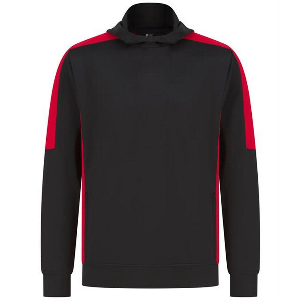 Black-Red - Front - Finden & Hales Unisex Adult Team Contrast Panel Hoodie