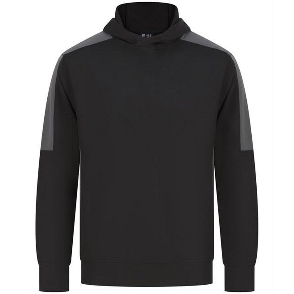 Black-Gunmetal Grey - Front - Finden & Hales Unisex Adult Team Contrast Panel Hoodie