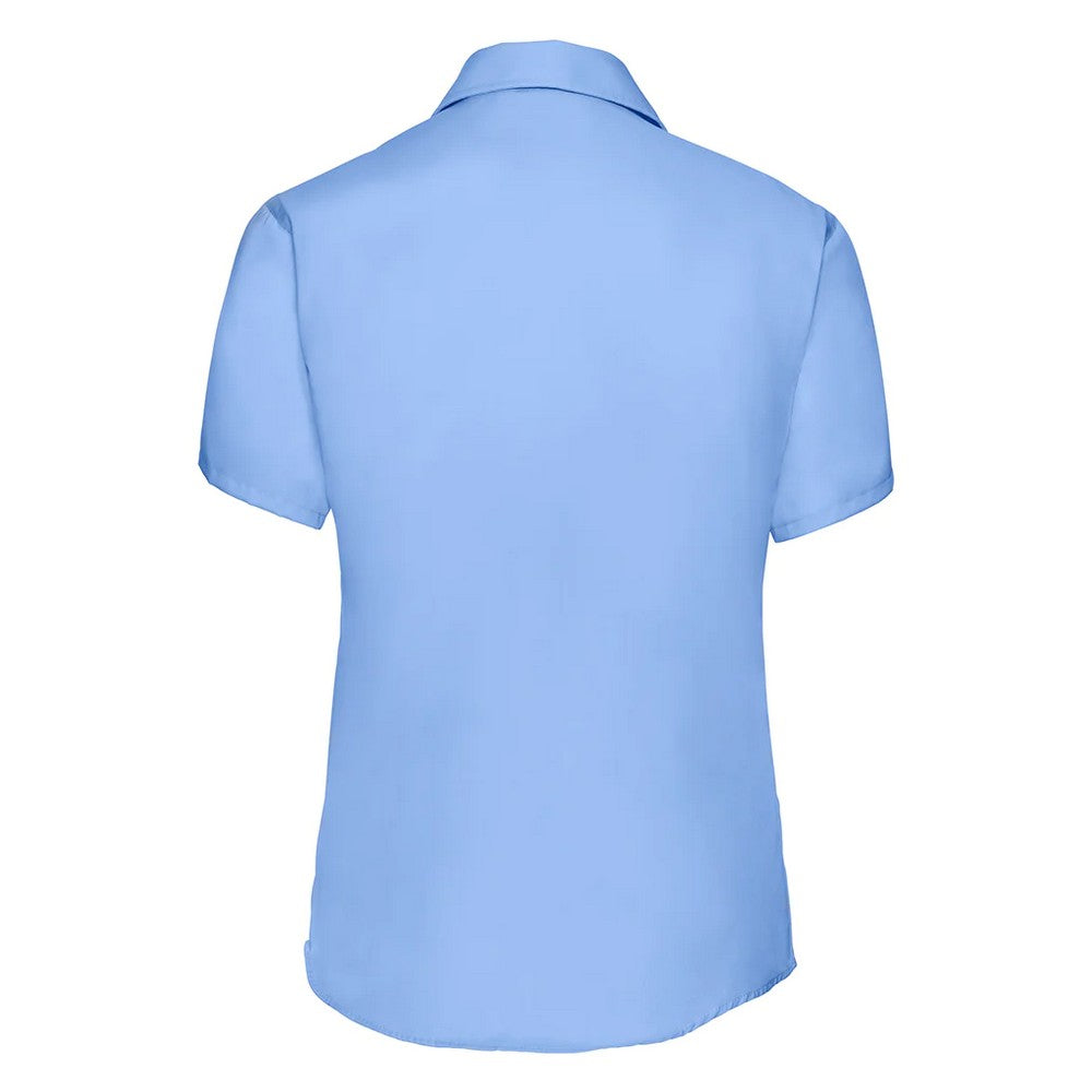 Bright Sky - Back - Russell Collection Womens-Ladies Ultimate Non-Iron Short-Sleeved Shirt