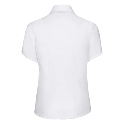 White - Back - Russell Collection Womens-Ladies Ultimate Non-Iron Short-Sleeved Shirt