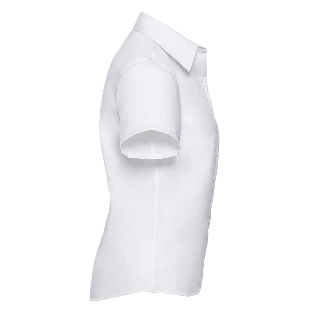 White - Side - Russell Collection Womens-Ladies Ultimate Non-Iron Short-Sleeved Shirt