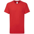 Red - Front - Fruit of the Loom Childrens-Kids Iconic 195 Plain T-Shirt