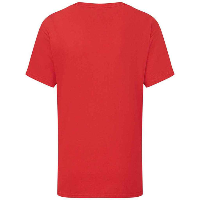 Red - Back - Fruit of the Loom Childrens-Kids Iconic 195 Plain T-Shirt