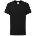 Black - Front - Fruit of the Loom Childrens-Kids Iconic 195 Plain T-Shirt