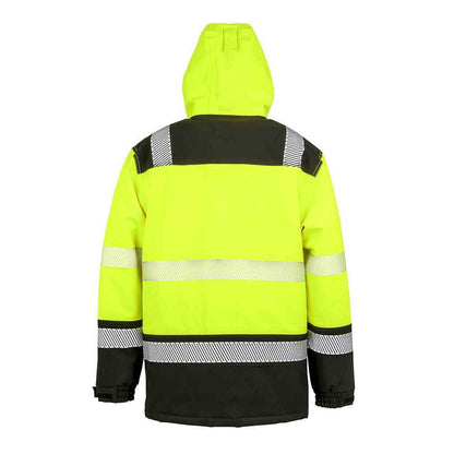 Fluorescent Yellow-Black - Back - SAFE-GUARD by Result Unisex Adult Extreme Tech Printable Safety Soft Shell Jacket