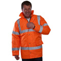 Orange - Back - Yoko Unisex Adult Classic Motorway Hi-Vis Safety Padded Jacket