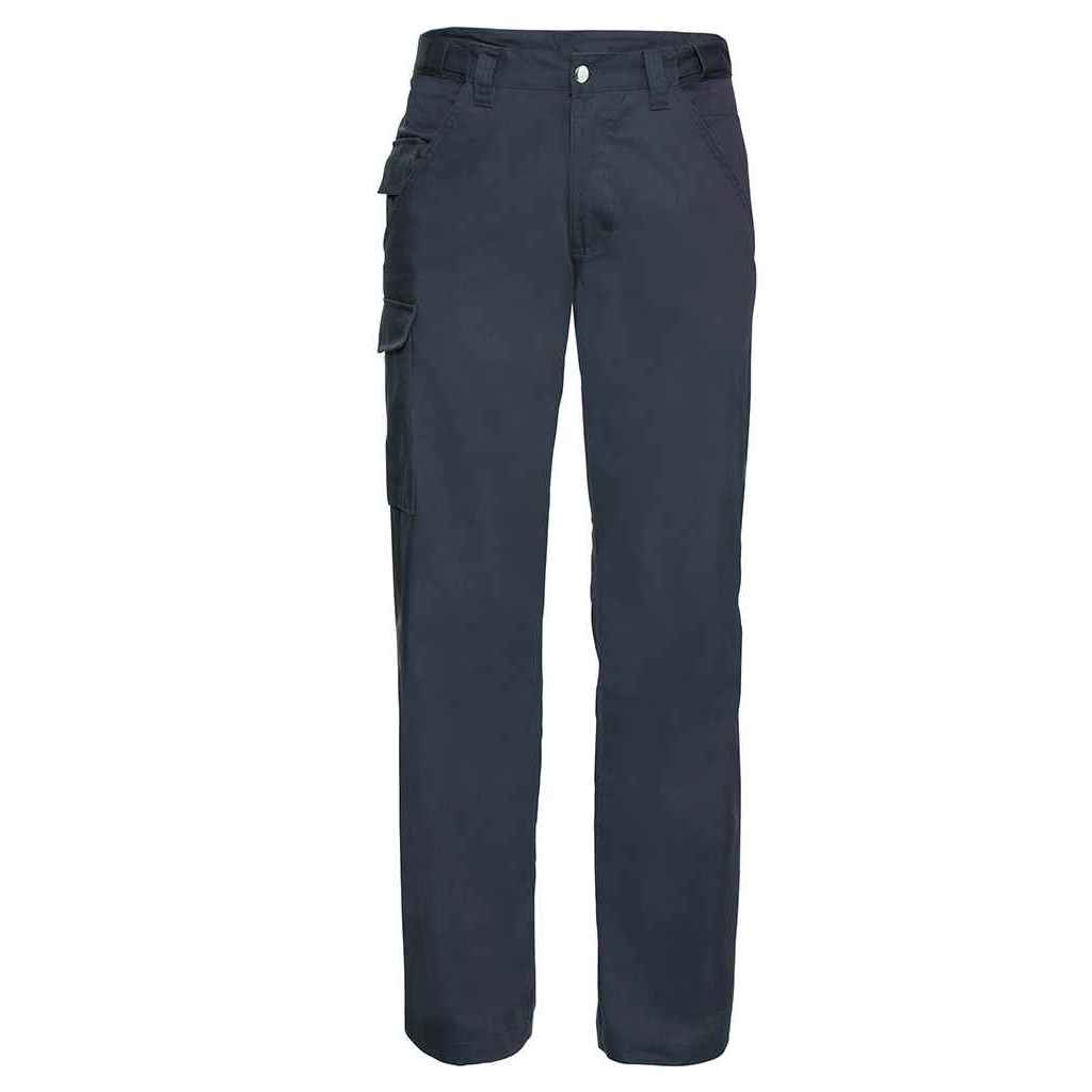 French Navy - Front - Russell Mens Polycotton Twill Work Trousers