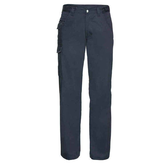 French Navy - Front - Russell Mens Polycotton Twill Work Trousers