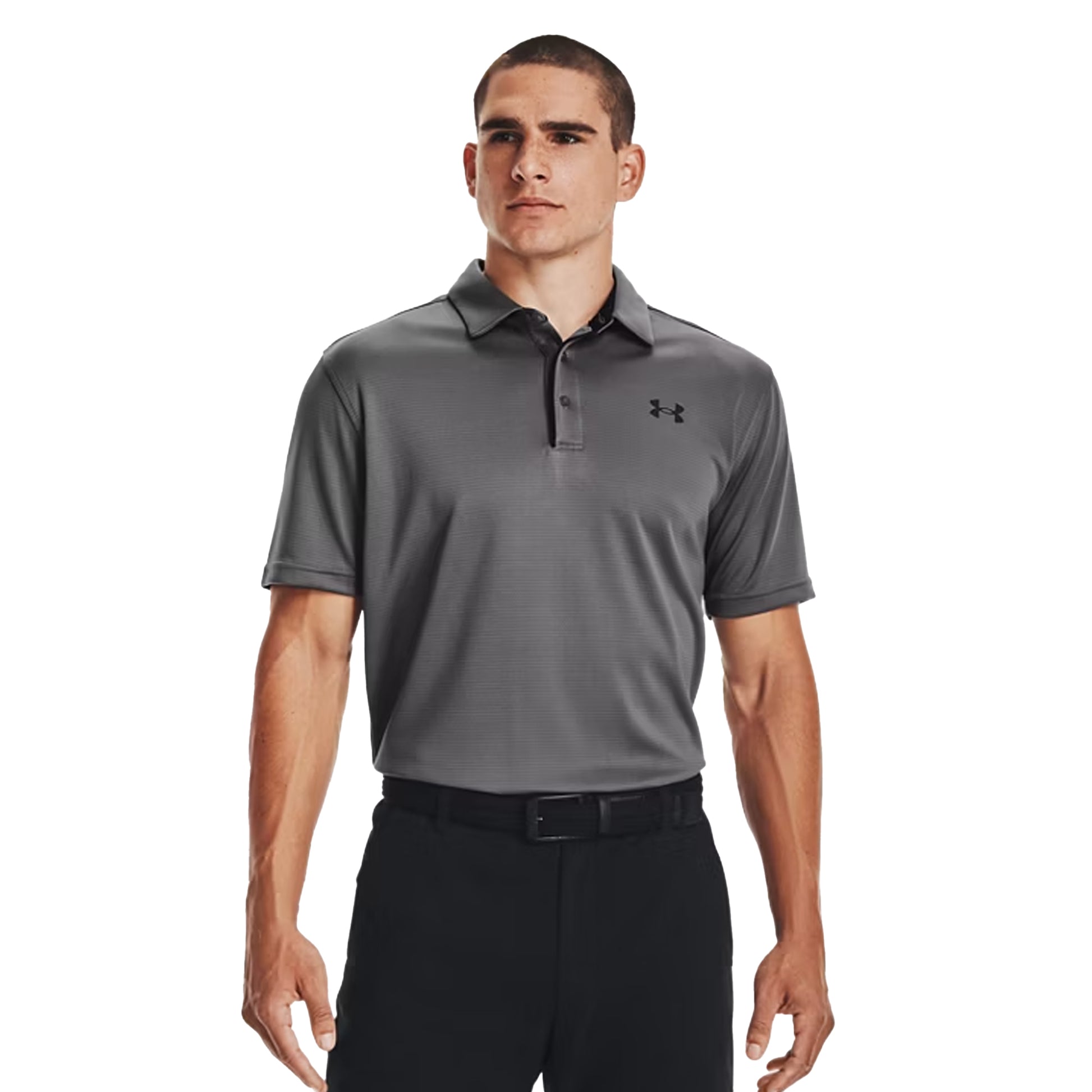 Graphite-Black - Side - Under Armour Mens Tech Polo Shirt