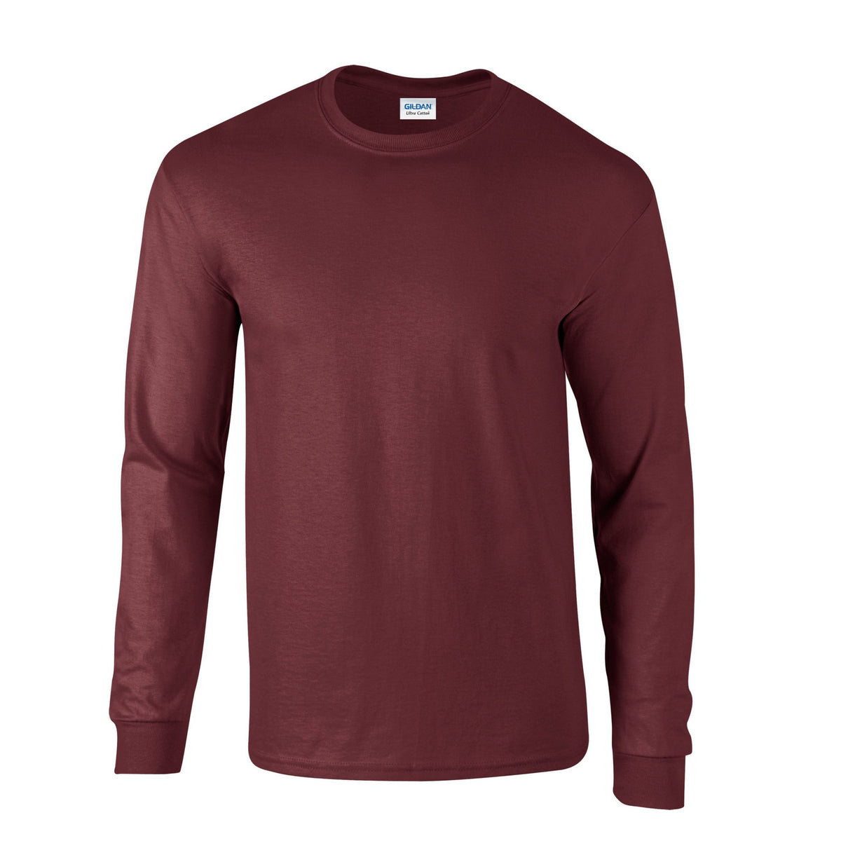 Maroon - Front - Gildan Unisex Adult Ultra Cotton Long-Sleeved T-Shirt