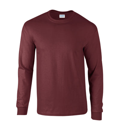 Maroon - Front - Gildan Unisex Adult Ultra Cotton Long-Sleeved T-Shirt
