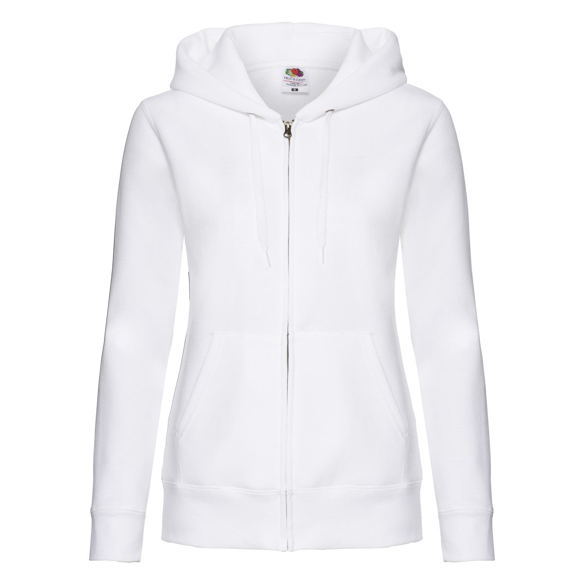 White - Front - Fruit of the Loom Womens-Ladies Premium Hooded Lady Fit Hoodie