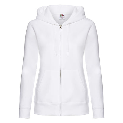 White - Front - Fruit of the Loom Womens-Ladies Premium Hooded Lady Fit Hoodie